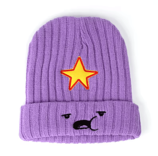 Unisex Embroidered Woolen Beanie Winter Pullover Acrylic Knit Hat with Ear Protection