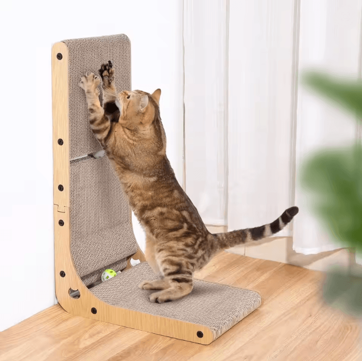 PurrGuard L Shape Cat Scratcher for Indoor Cats with Furniture Protection Design