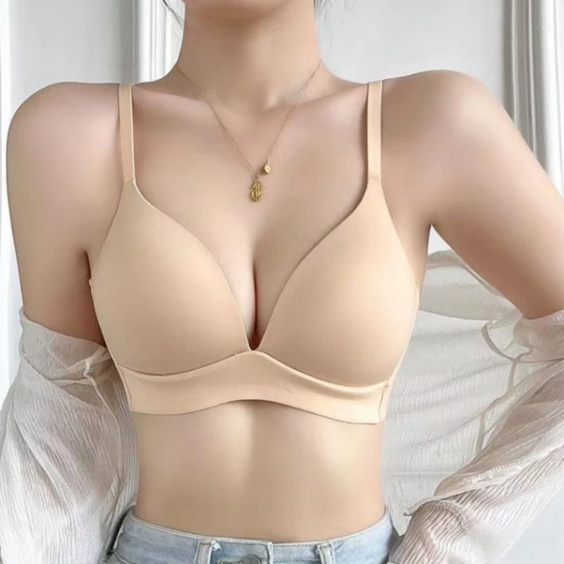 2Pcs Seamless Glossy Push Up Bras for Women Soft Bralette Lingerie Non Wire Comfortable Support S to XXL