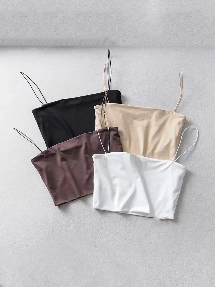 2024 Summer Sexy Elastic Cotton Crop Cami Tank Top for Women