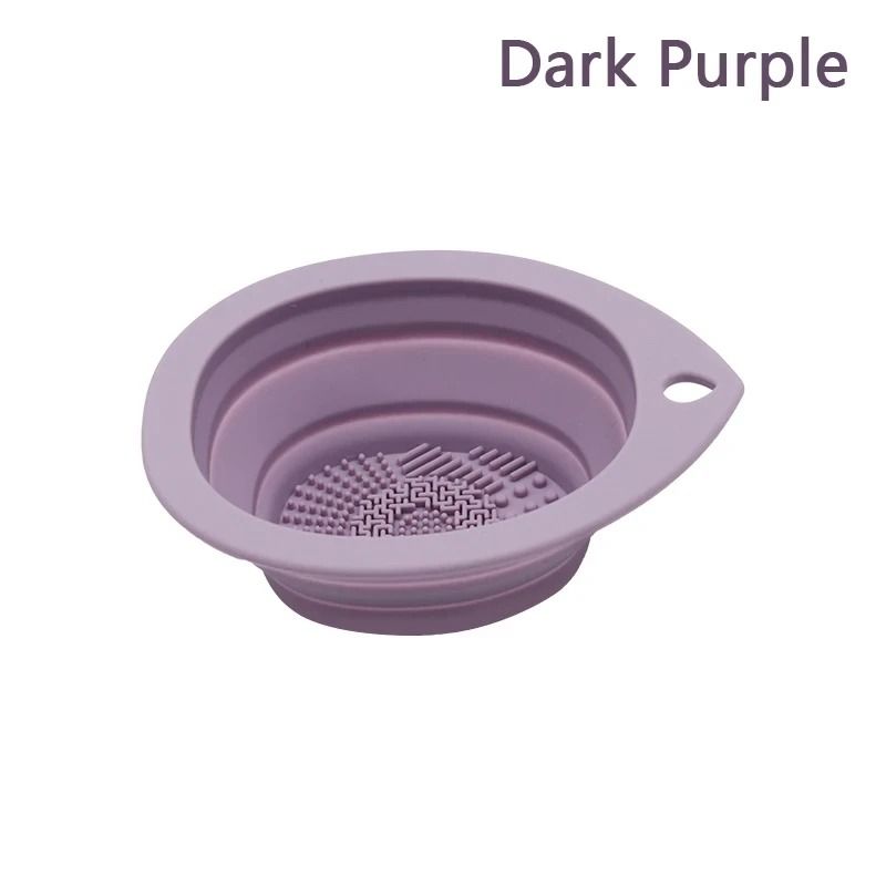 Folding Silicone Makeup Brush & Puff Cleaning Bowl