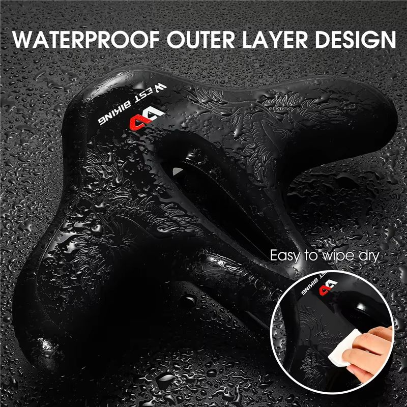 WEST BIKING Wide Comfort Bike Saddle – Shock-Absorbing Seat Cushion for Long Rides & Mountain Trails