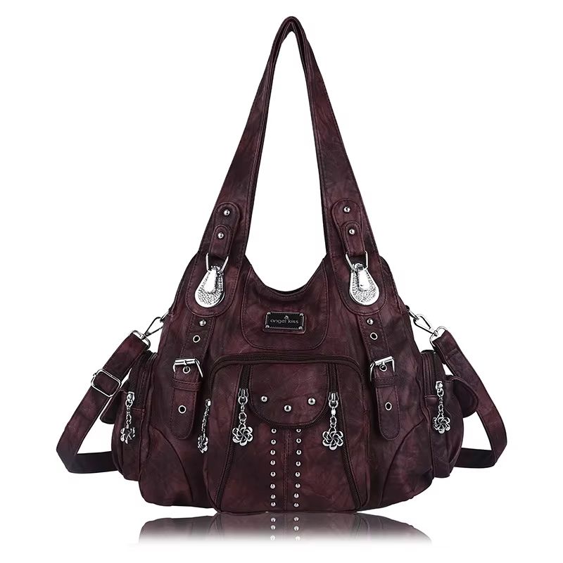 Angelkiss PU Leather Women's Handbag Shoulder Bag Large Fashion Satchel