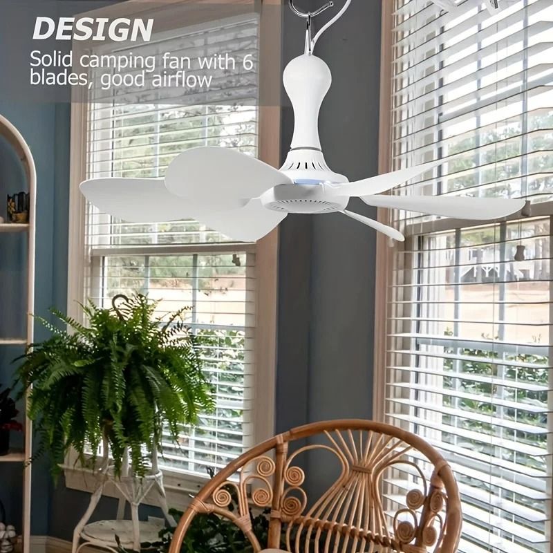 USB Fan Silent 6 Blade Hanging Fan for Camping Outdoor Use