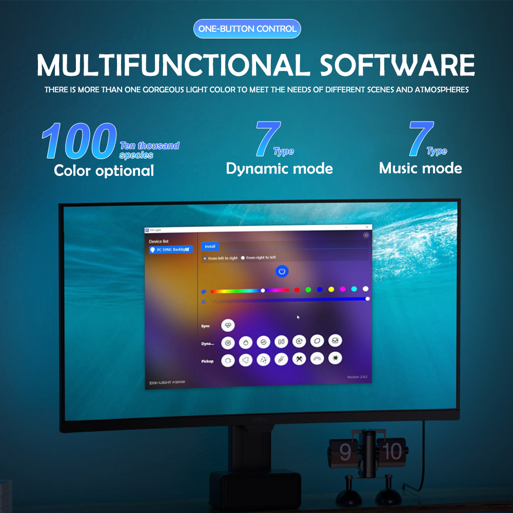 Monitor Backlight LED Strip Lights, PC Sync Atmosphere Music Screen Decor