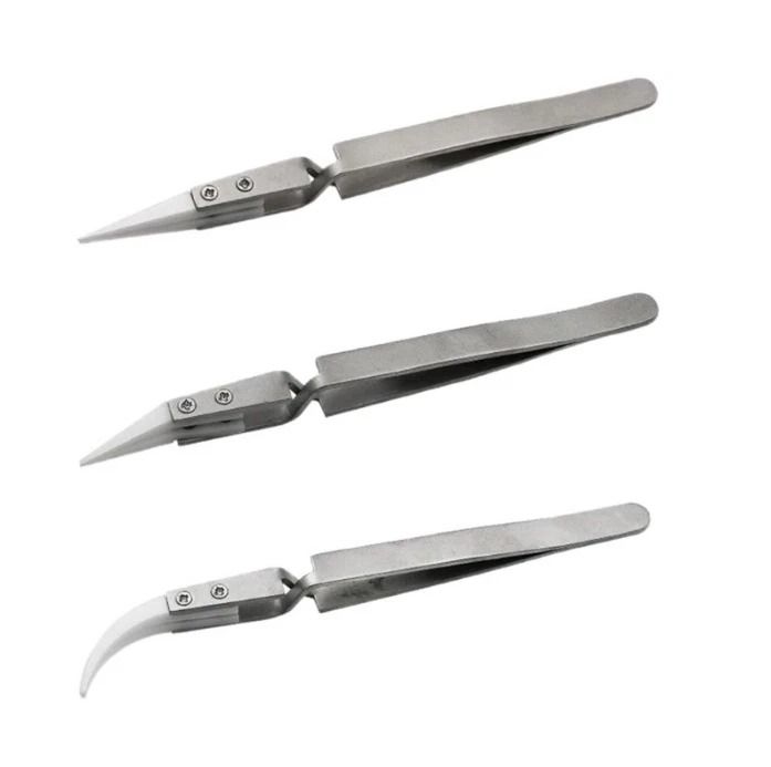 Ceramic Tip Precision Tweezers Set for Electronics Repair and Soldering