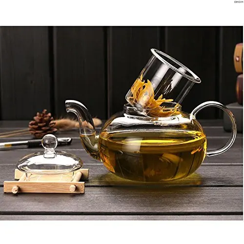 High Quality Heat Resistant Glass Tea Pot Practical Bottle Flower Tea Cup Glass Teapot with Infuser Tea Leaf Herbal