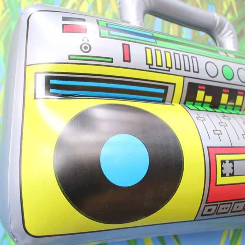 Inflatable Boombox and Microphone Set 80s 90s Theme Disco Party Props