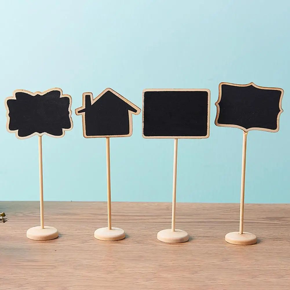 10 Pcs Mini Chalkboard Signs with Wooden Easels for Messages, Table Numbers, Events, Cafes & Home Decor