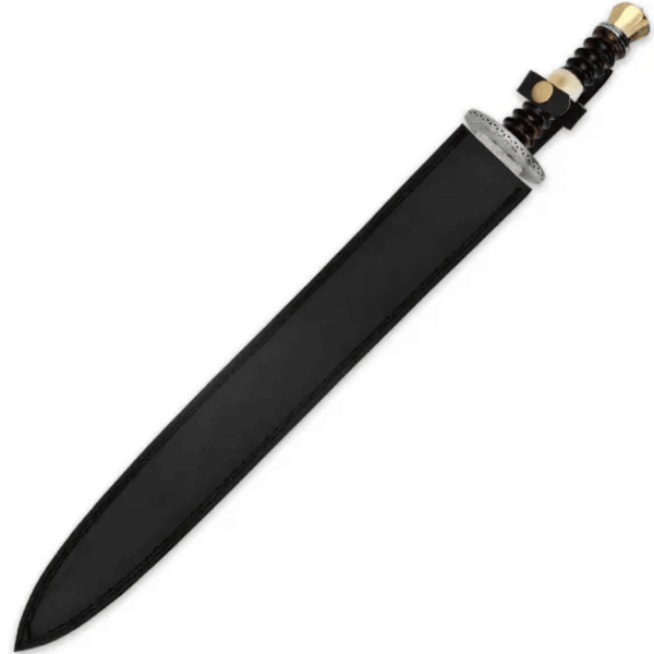Renaissance Heartwood & Bone Damascus Sword – Historical Artisan Craftsmanship