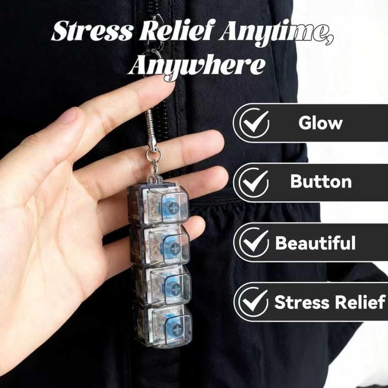 LED Keyboard Fidget Toy Stress Relief Keychain