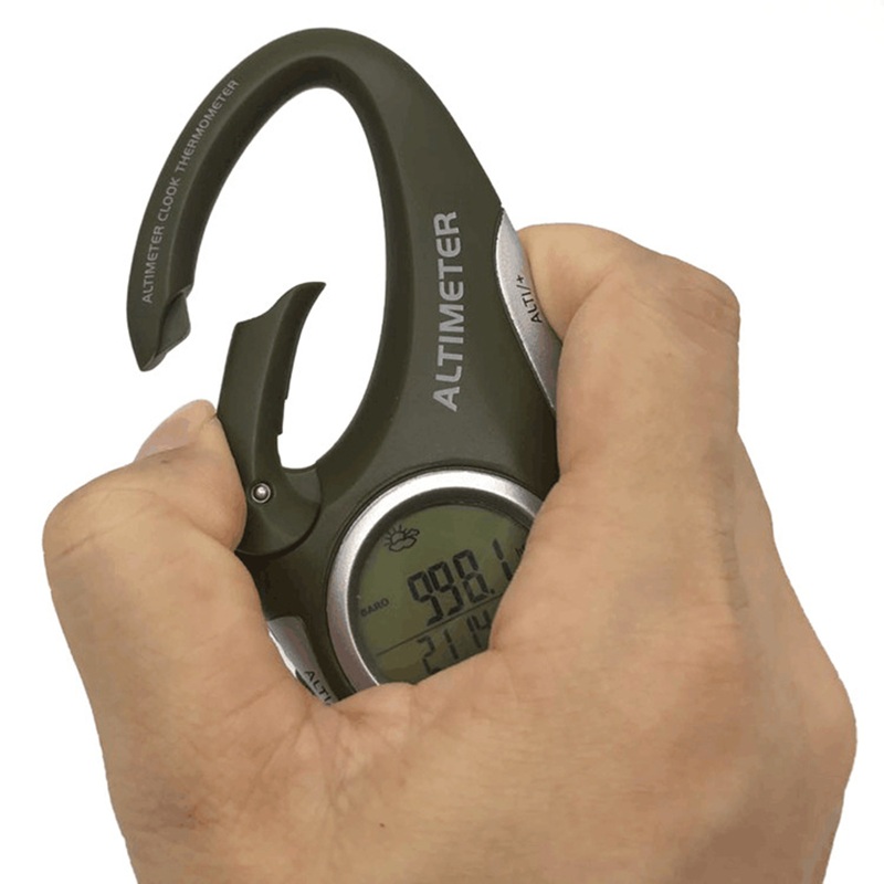 Portable Outdoor Altimeter Carabiner with Barometer & Thermometer  Multi-Function Fishing & Hiking Weather Meter