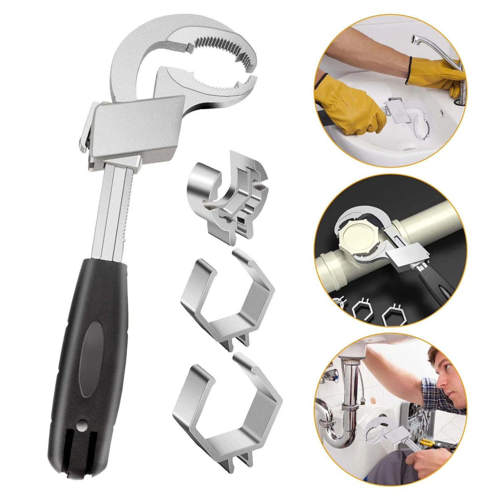 Universal Adjustable Double Ended Wrench Set for Plumbing and Sink Repair
