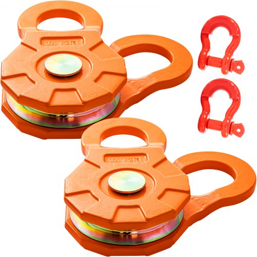 Heavy Duty Winch Pulley, 25,000LB Snatch Block for Off-Road Recovery (2-Pack) | Fits 0.55/14mm Synthetic Rope