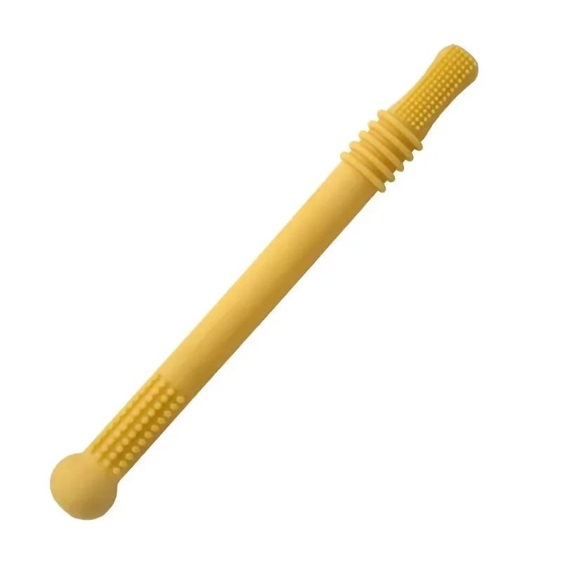 Silicone Baby Teether Straw Toy – Safe Chewable Molar Teething Toy with Easy-Grip Handle