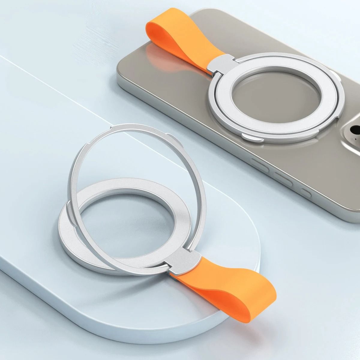Magnetic Phone Ring Stand Holder with Strap for MagSafe iPhone