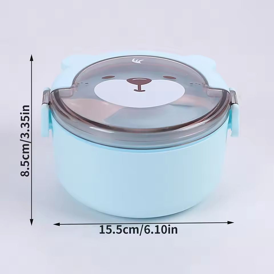 BearBuddy Leak-Proof Cartoon Lunch Box with Utensils – Printers Edition