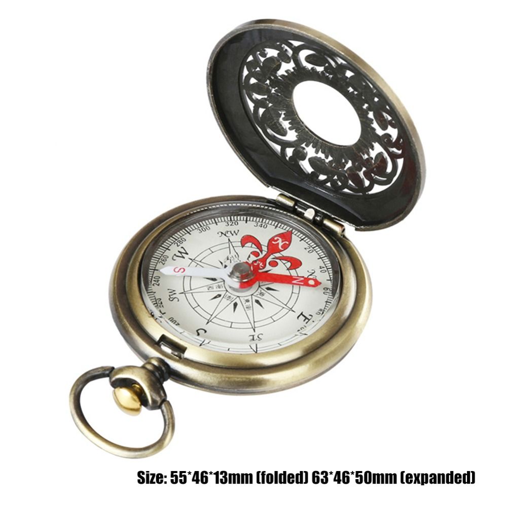 Vintage Bronze Pocket Compass for Hiking Navigation Outdoor Adventure Gift