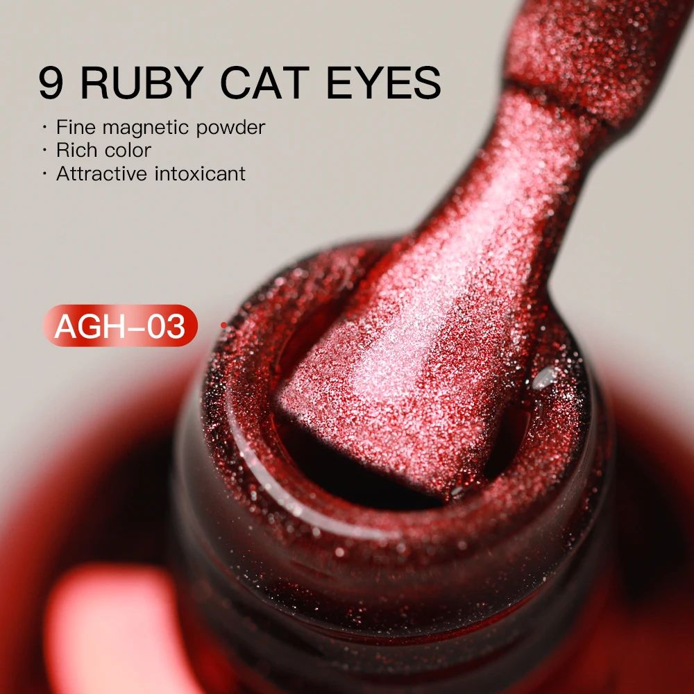 Cherry Ruby Magnetic Cat Eye Gel Nail Polish – 15ml Chameleon Red UV/LED Manicure Gel
