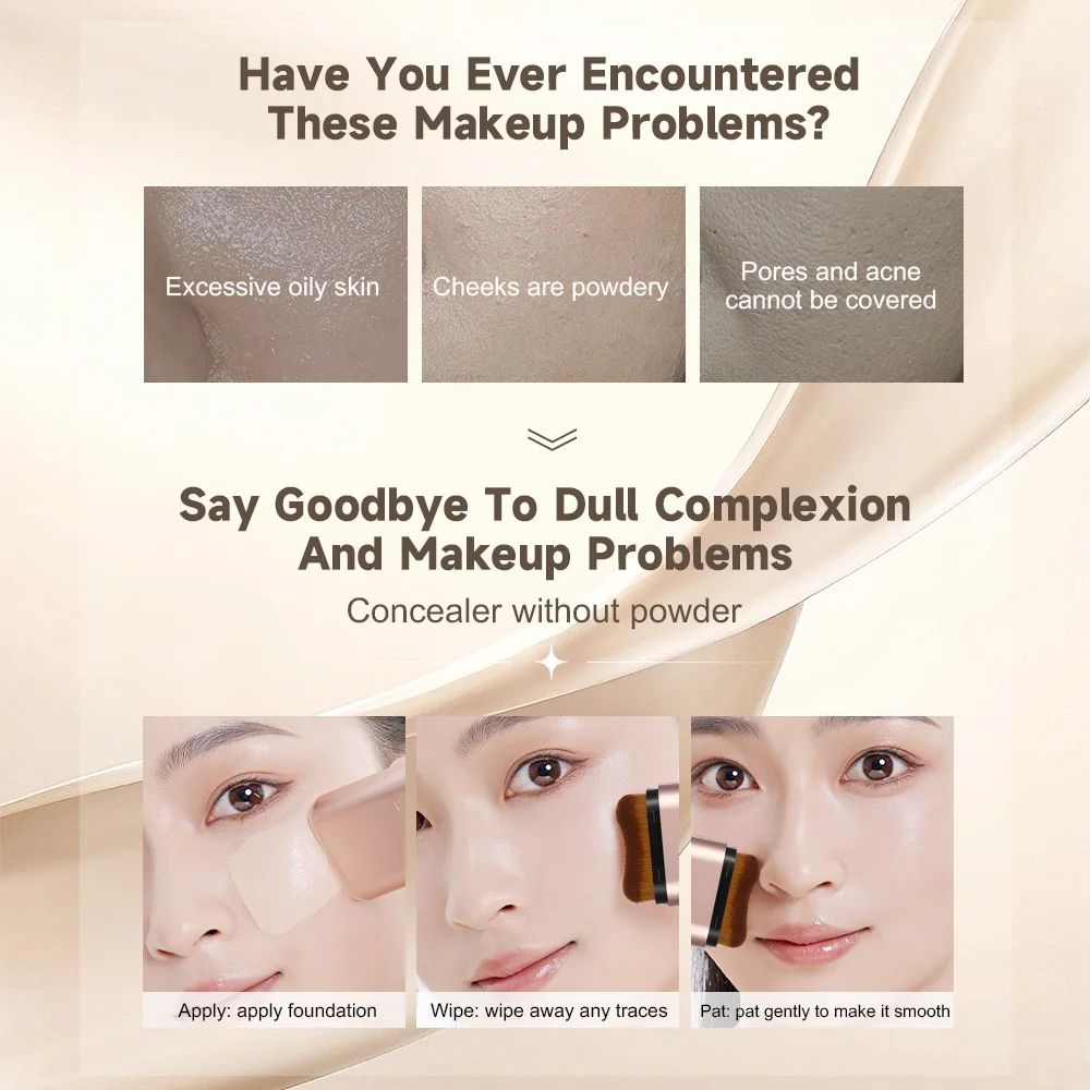 Life Girls Double Ended Foundation Stick with Brush, Cream Concealer Coverage, Natural Long Wear Finish
