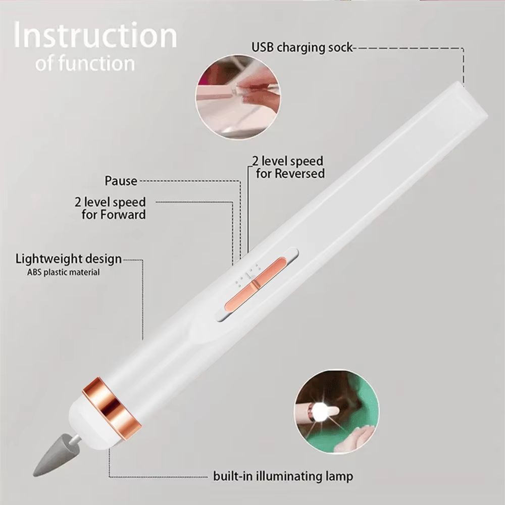 YIKOOLIN Portable Electric Nail Drill with 4 Speeds & Cuticle Trimmer