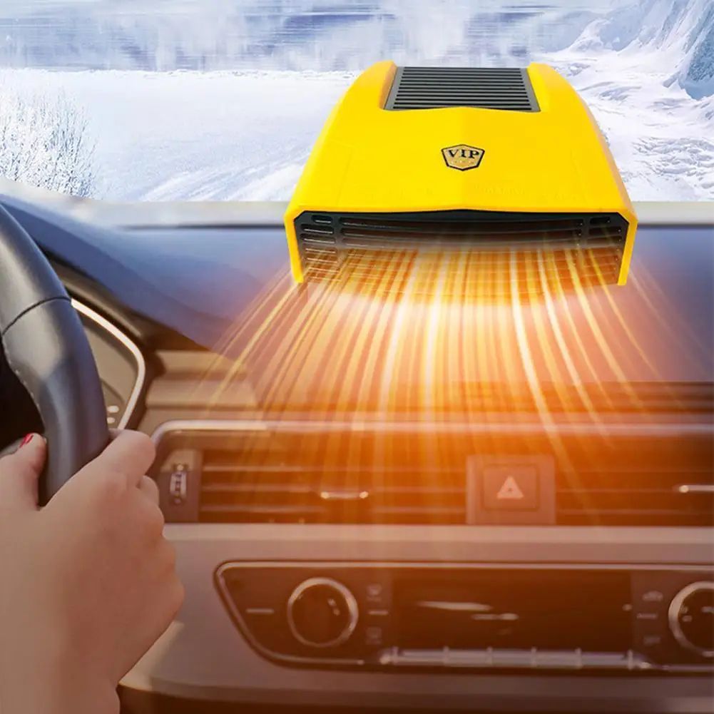 12V Car Heater Defroster 2-in-1 Fast Heating/Cooling Fan – 360° Rotatable Windshield Defogger Auto Window Dryer
