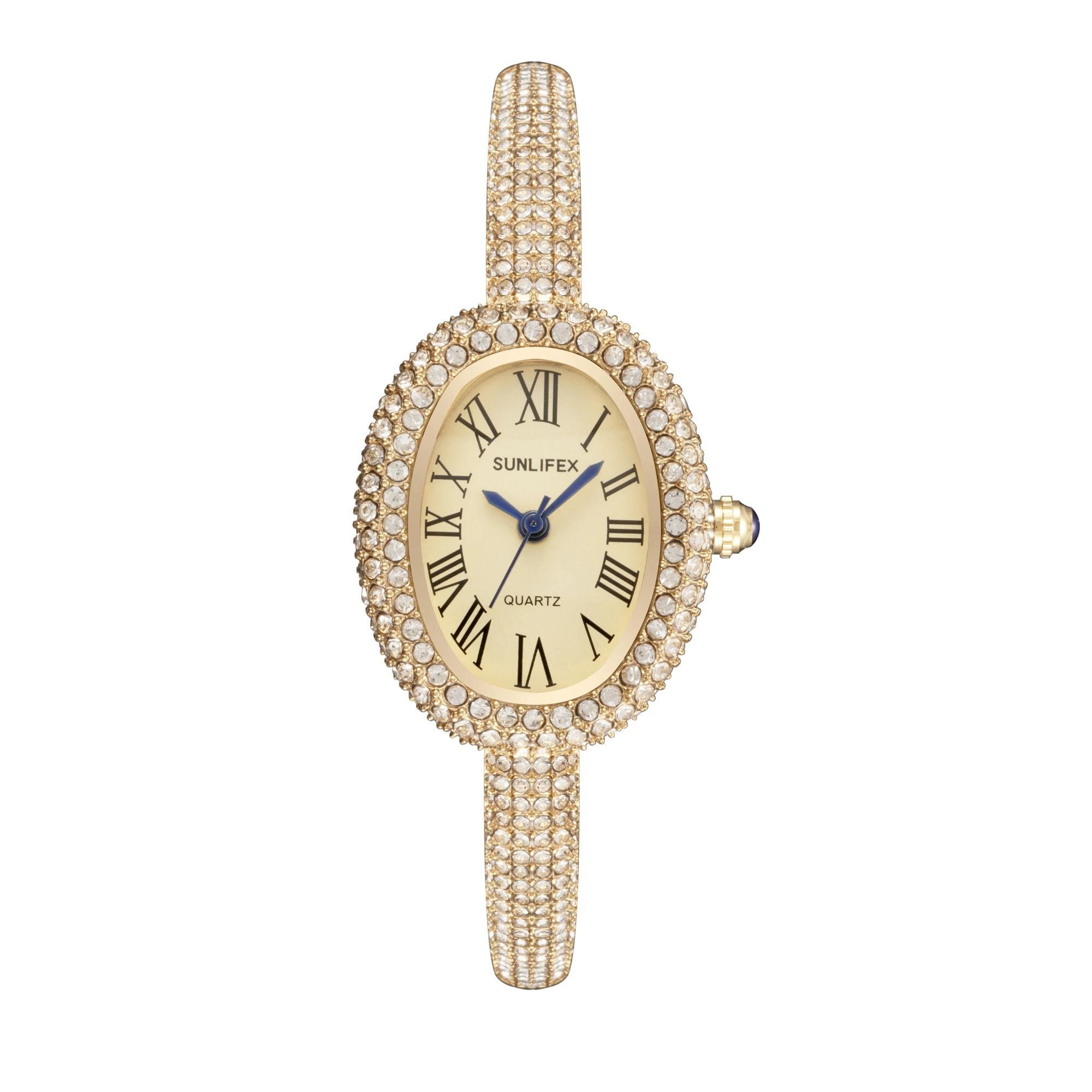 Elegant Roman Numeral Oval Bracelet Watch