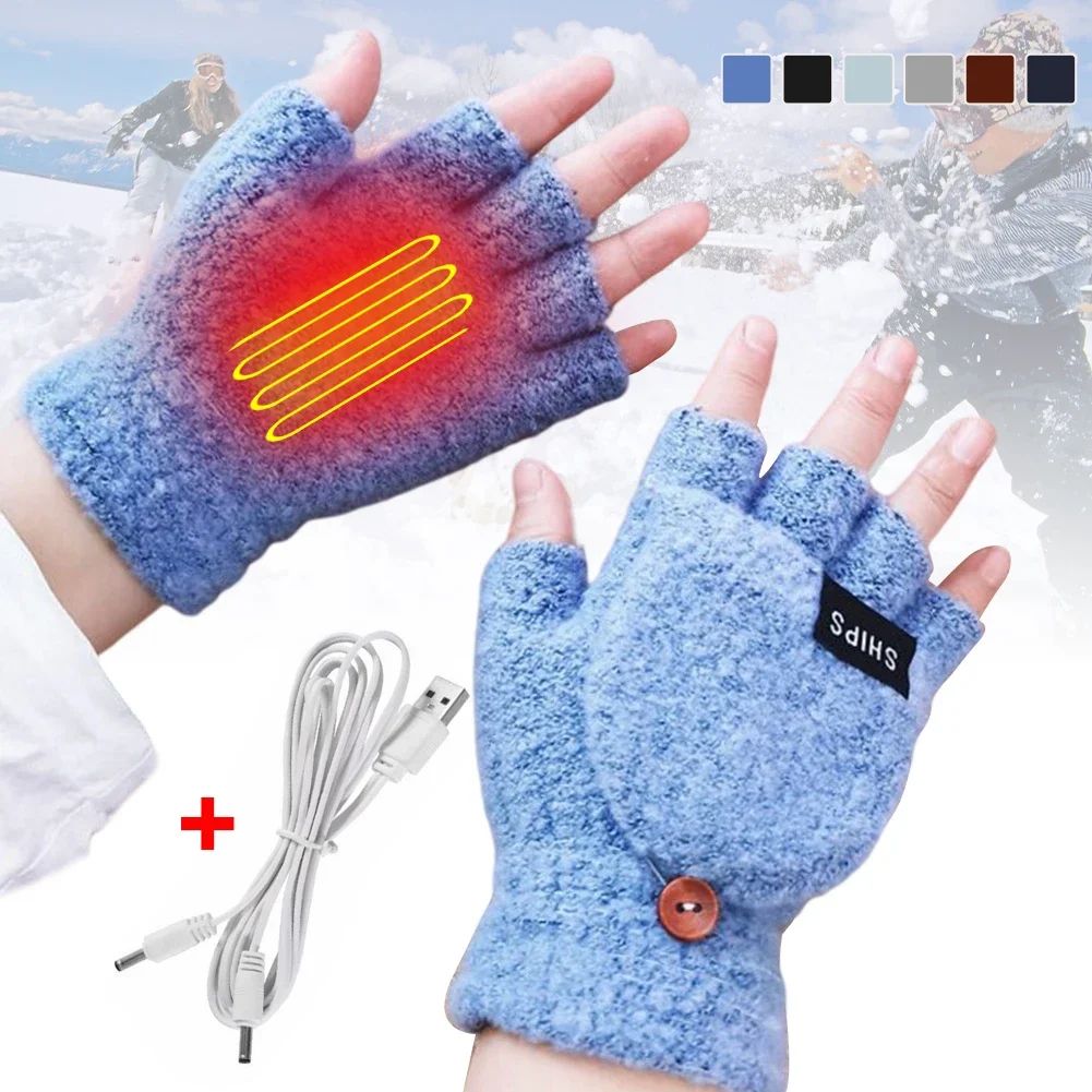USB Heated Gloves Rechargeable Hand Warmer Mittens for Skiing, Work, and Cold Days