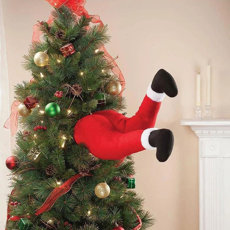 Santa Claus Legs Christmas Ornament – Red & Green Hanging Holiday Decoration