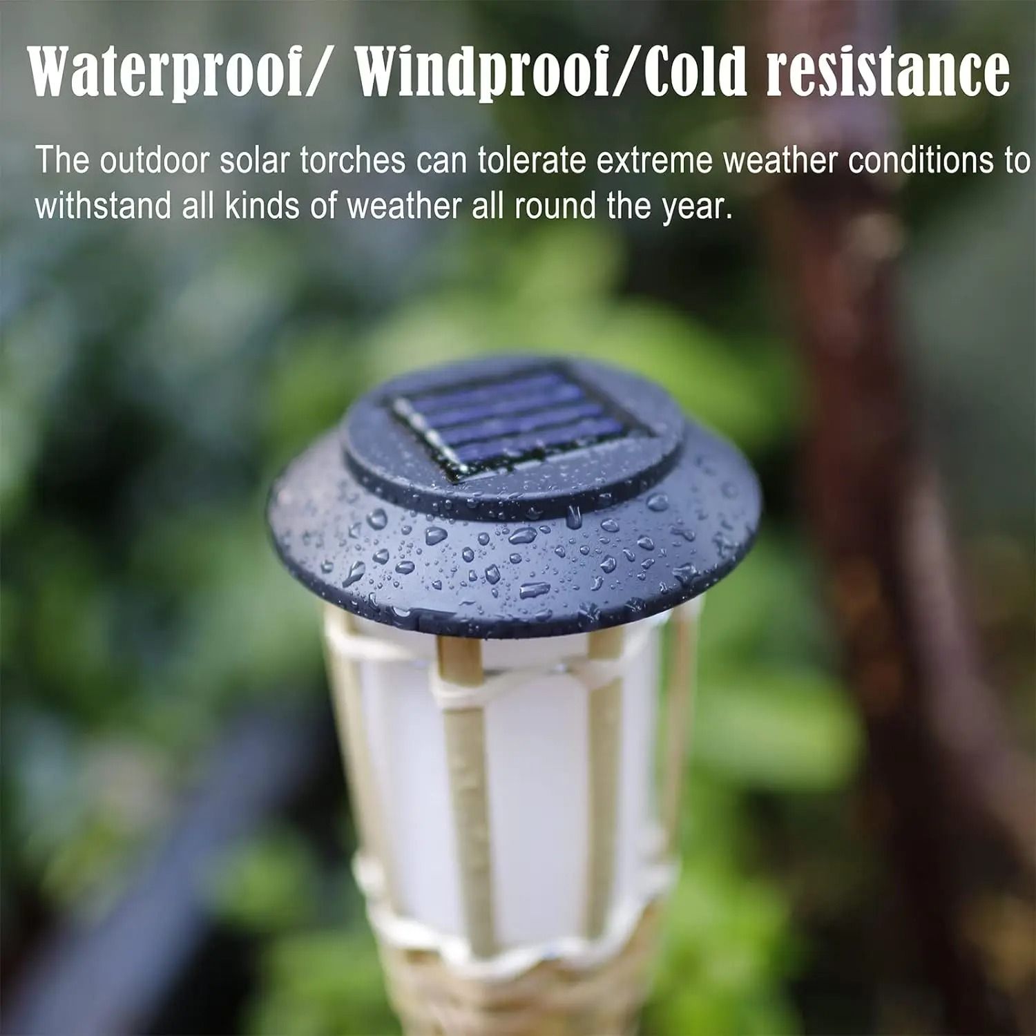 Solar LED Flame Effect Bamboo Garden Light