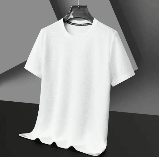 Mens Waffle Knit T Shirt Cotton Round Neck Casual Summer Top
