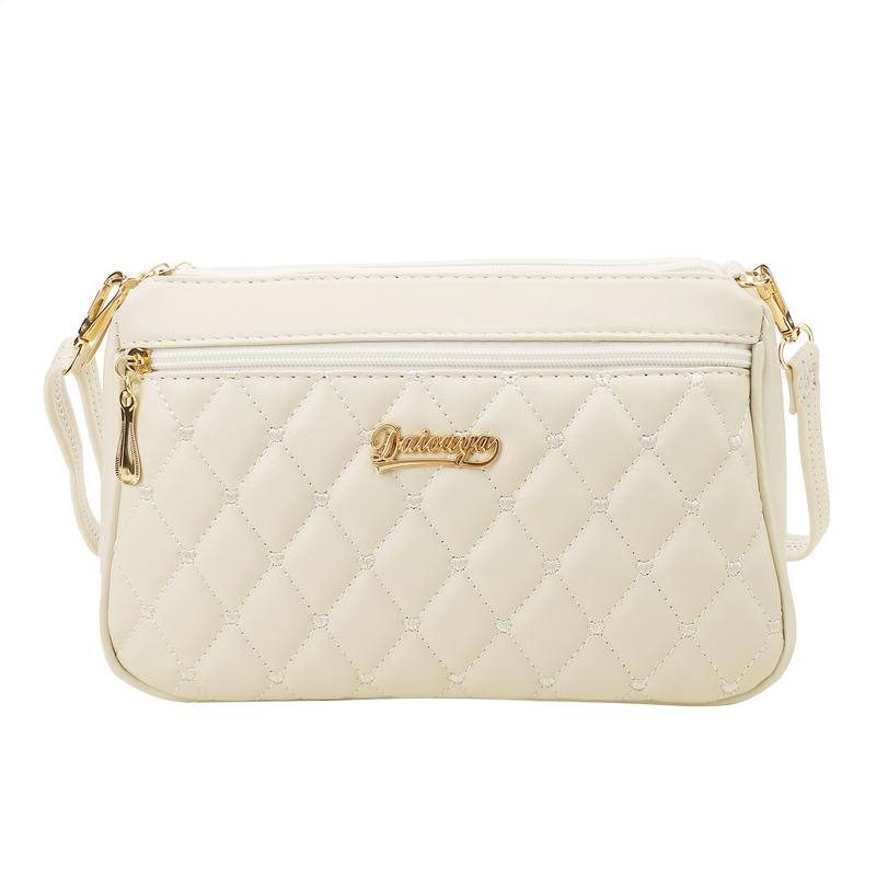 Elegant Embroidered Messenger Bag Stylish Women Leather Shoulder Handbag with Charm Accent