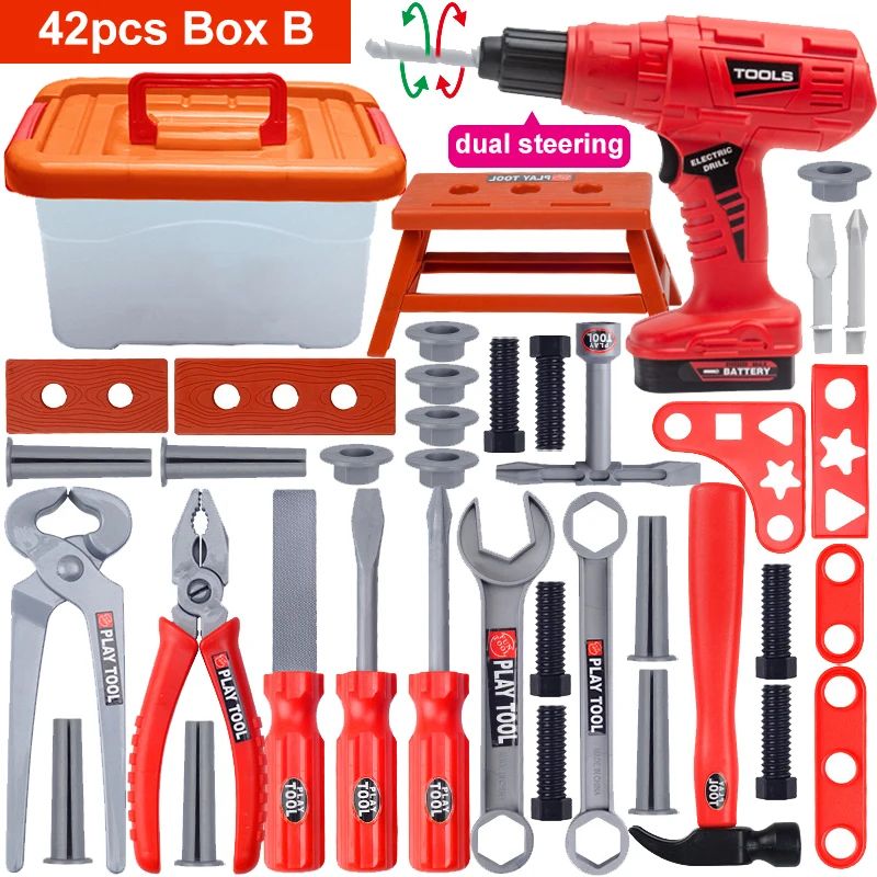 41-Piece Kids Tool Set with Toy Drill Pretend Play Construction Tools Kit