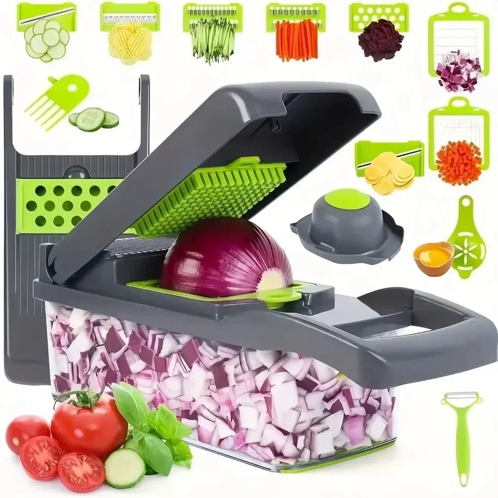 Multifunctional Vegetable Chopper and Slicer with Handle and Drain Basket