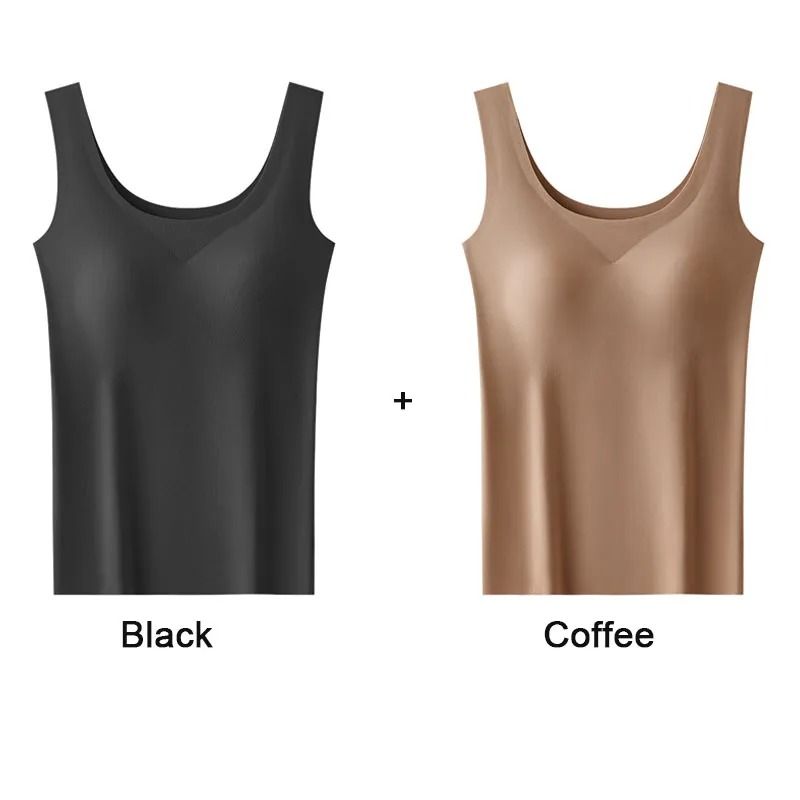 Ice Silk Seamless Bottoming Camisole with Removable Chest Pads 2 Pack