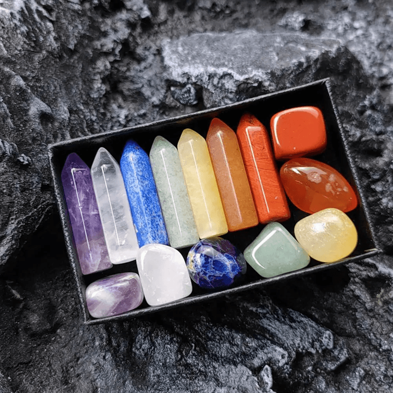 Crystal Harmony Natural Stone Chakra Healing Gemstone Set with Gift Box