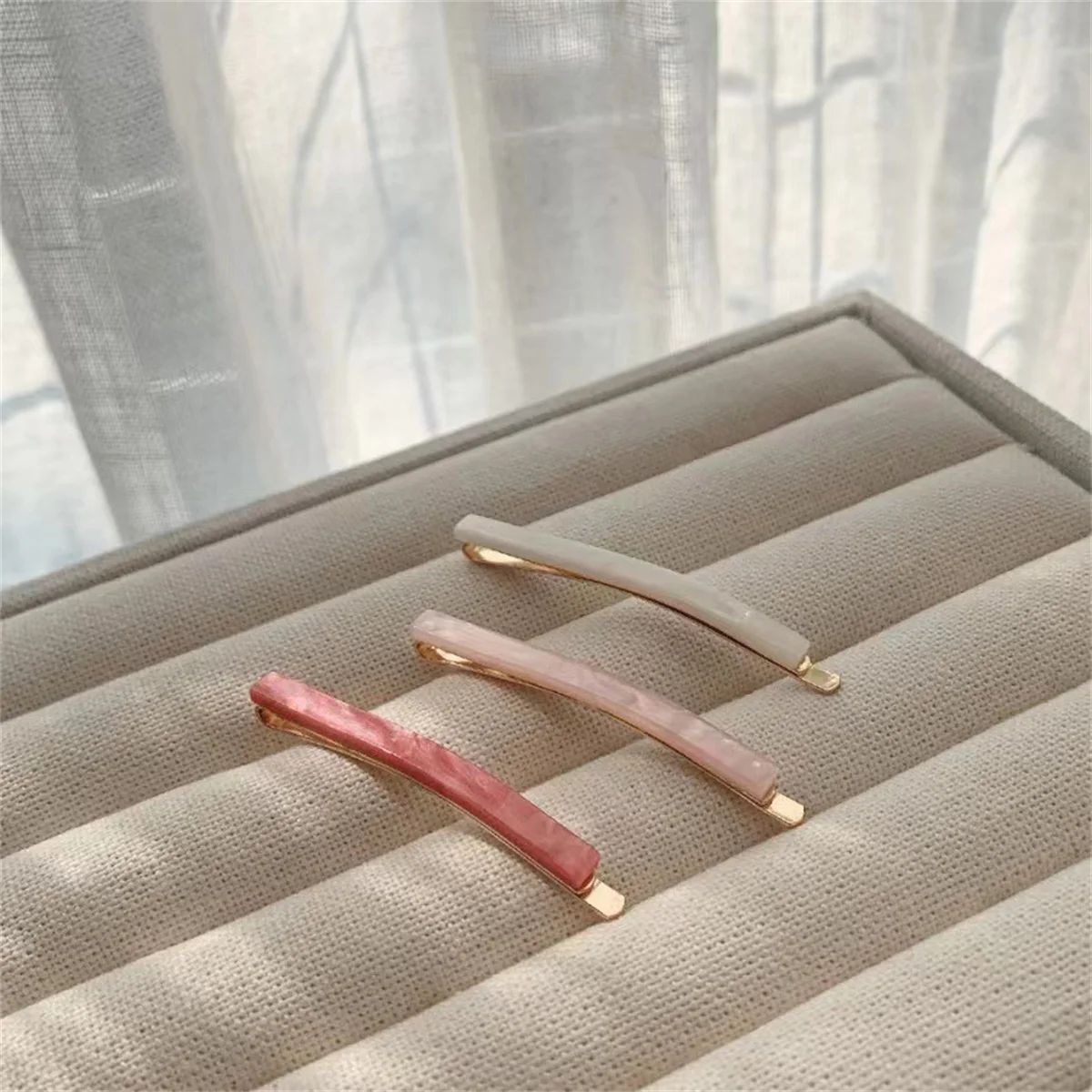 3 Piece Acetate Geometric Hair Barrettes – Simple Oblong Hair Clips and Side Pins