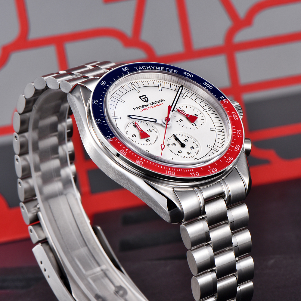 Mens Luxury Quartz Chronograph Watch Ceramic Bezel, Luminous Display