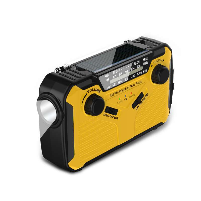 Emergency Weather Radio with Hand Crank, Solar Charging and Flashlight