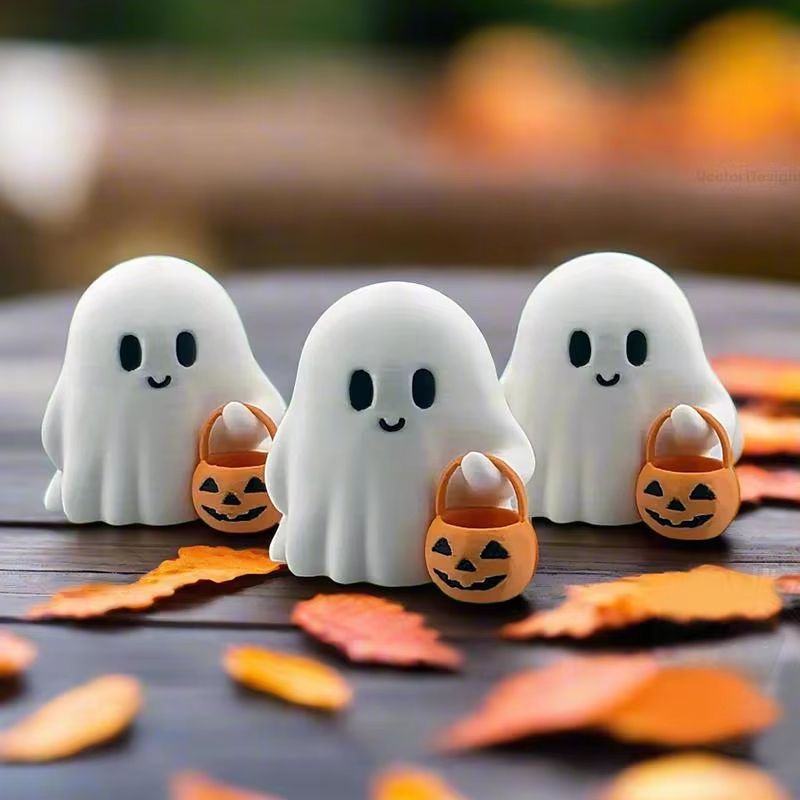 Cute Anime-Style Pumpkin Statue Halloween Decoration for Living Room & Bedroom