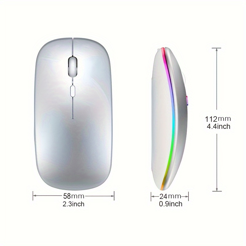 Wireless Mouse Bluetooth Dual Modes with RGB, Ergonomic, Silent Click Rechargeable