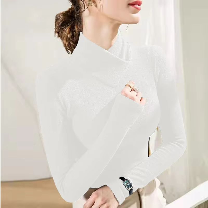 CozyLayer Half-High Collar Underlay Top – Thick Long Sleeve Thermal Tee