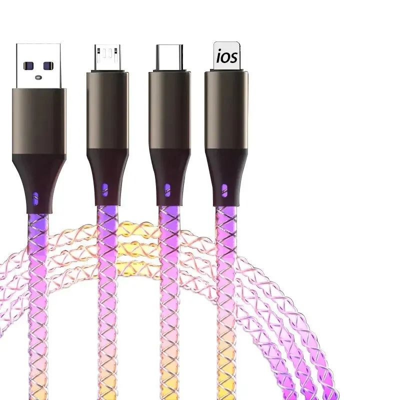 Ultra-Charge 6A Fast Charging 3 in 1 charging cable with RGB Light – Universal Multi-Device Sync & Power