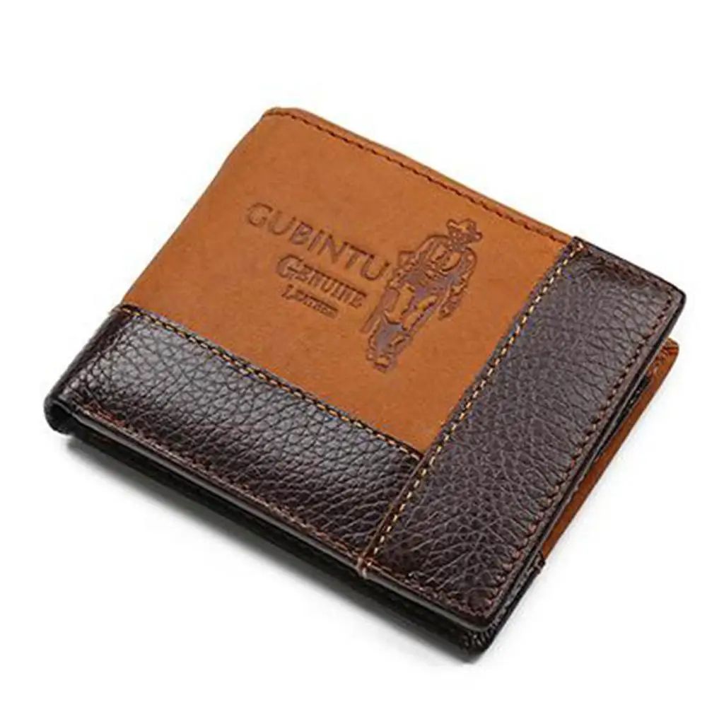Genuine Leather Mens Wallet with Coin Pocket and Zipper