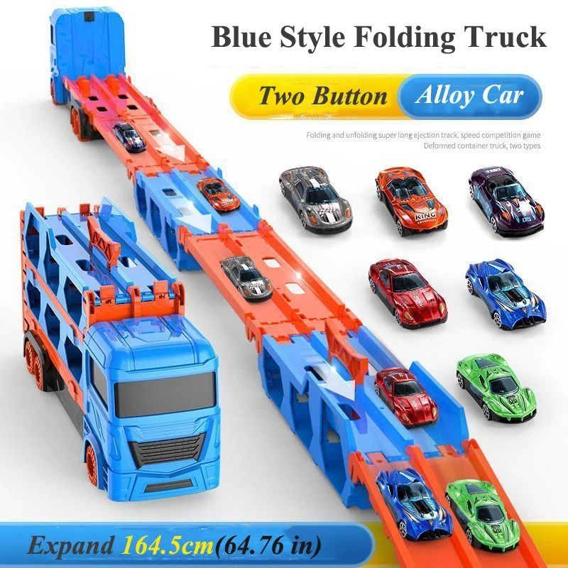 Large Car Transporter Truck Folding Racing Track Toy for Kids