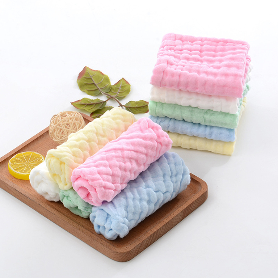 Soft Baby Towels Muslin Layers Cotton Face Towel Handkerchief Bathing Wipe Burp Cloth