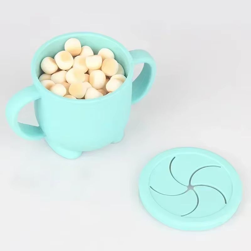 6.76 fl oz Silicone Kids Snack Cup with Lid – BPA Free Baby Sippy Cup & Silicone Food Storage Box