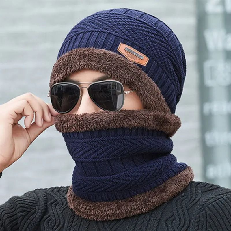 Women Thermal Plush Hood Hat Scarf Mask Set Windproof Winter Wear