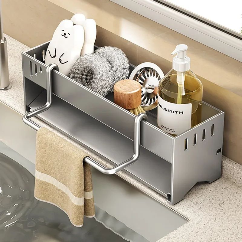 SteelDry Stainless Steel Sink Storage Rack Large-Capacity Sponge & Dishcloth Organizer