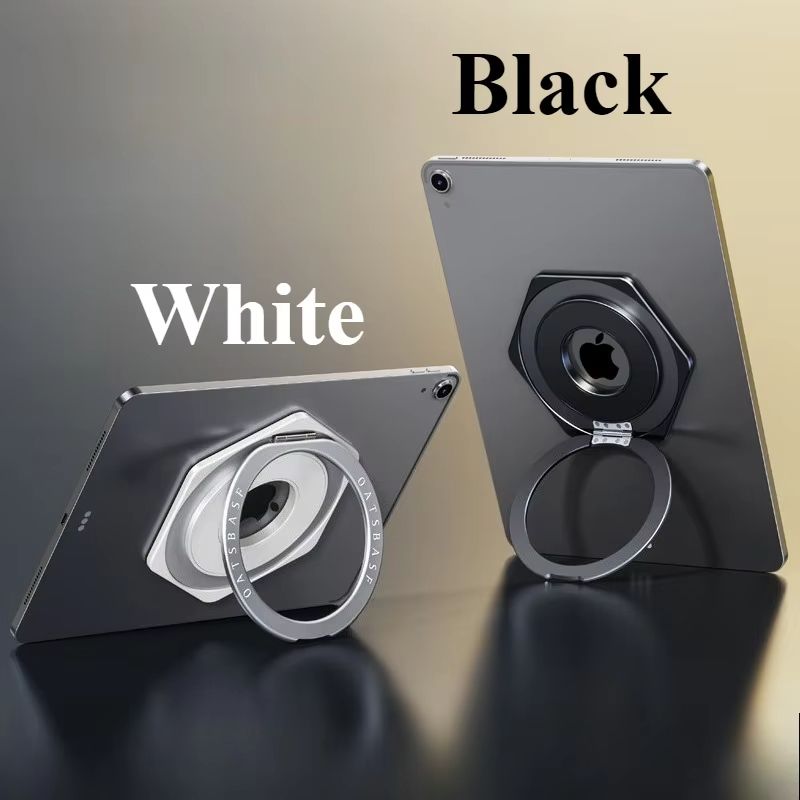 Oatsbasf Magnetic Tablet Ring Stand 360° Rotatable Adhesive Metal Bracket